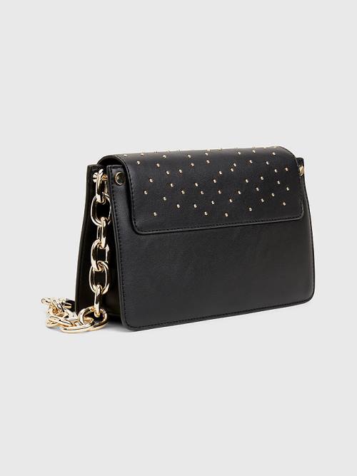 Black Tommy Hilfiger Monogram Lock Studded Crossover Women's Bags | TH396SEY