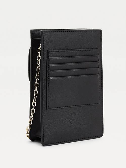 Black Tommy Hilfiger Monogram Party Phone Women's Wallets | TH604VDW