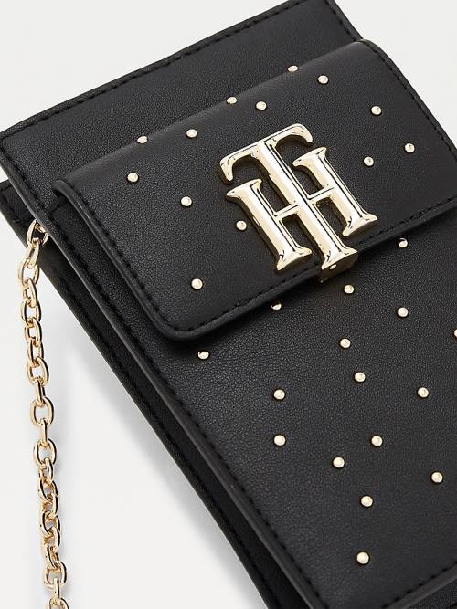 Black Tommy Hilfiger Monogram Party Phone Women's Wallets | TH604VDW