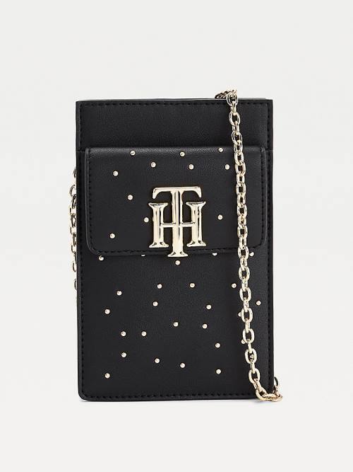 Black Tommy Hilfiger Monogram Party Phone Women\'s Wallets | TH604VDW