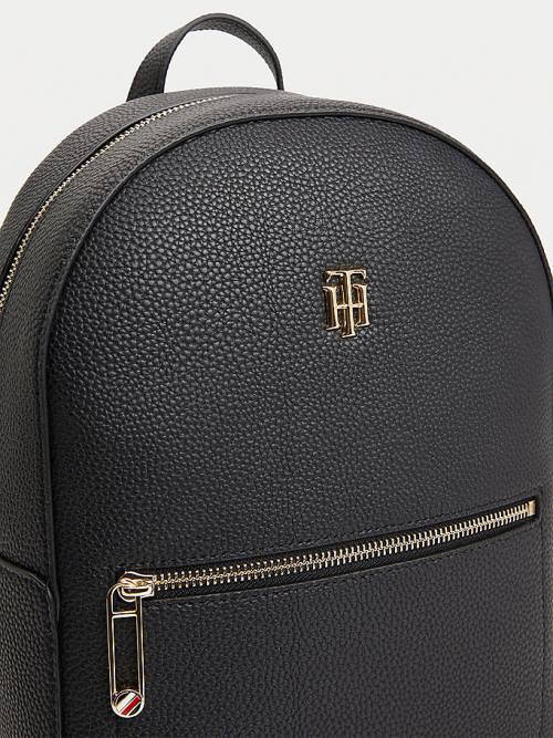 Black Tommy Hilfiger Monogram Plaque Backpack Women's Bags | TH821TEQ