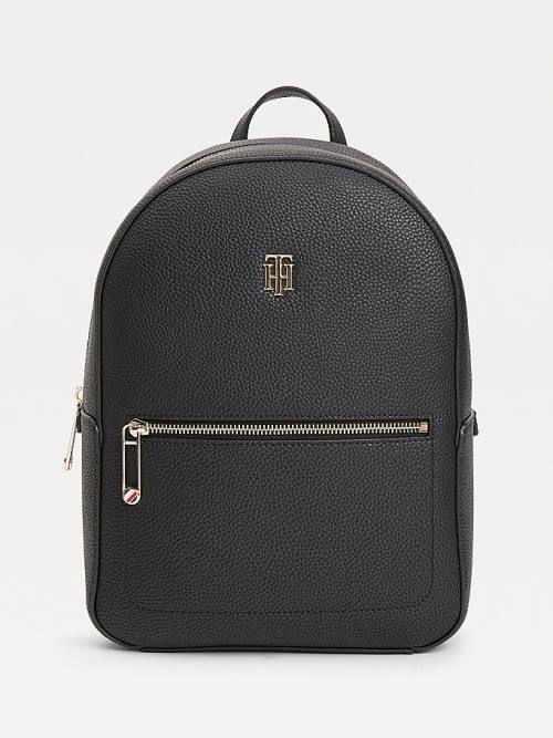 Black Tommy Hilfiger Monogram Plaque Backpack Women\'s Bags | TH821TEQ