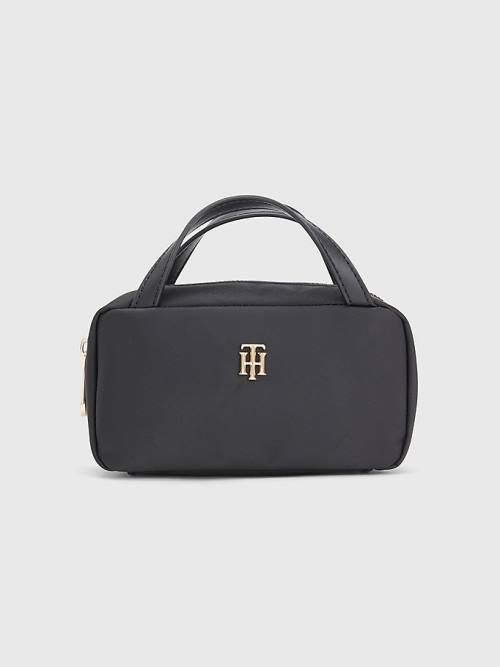 Black Tommy Hilfiger Monogram Plaque Makeup Case Women\'s Bags | TH238MHY