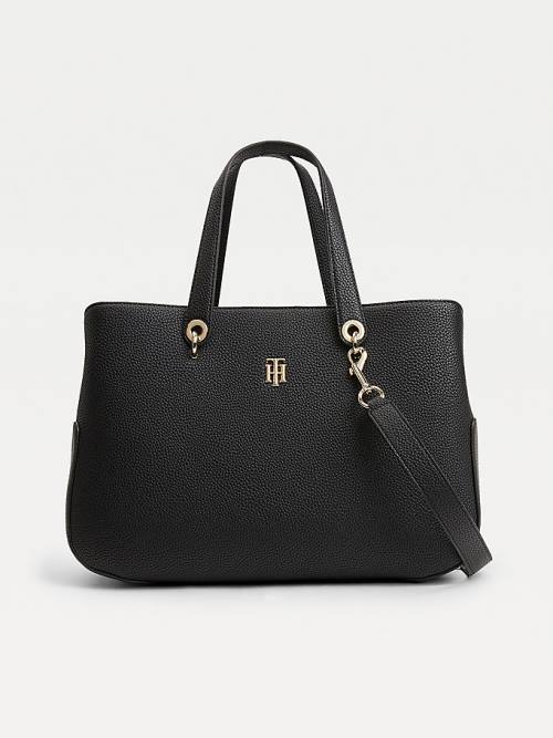 Black Tommy Hilfiger Monogram Plaque Satchel Women\'s Bags | TH307TYW