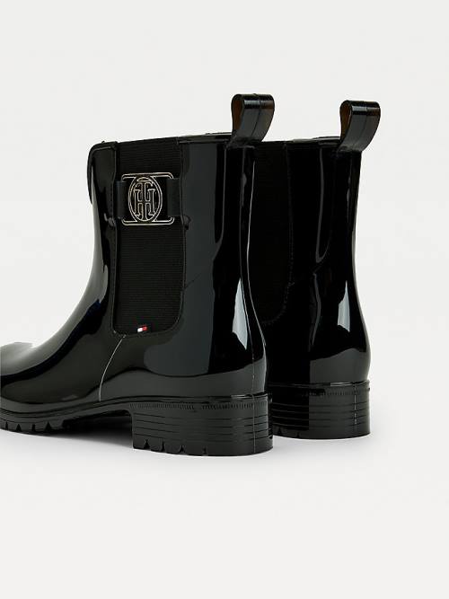 Black Tommy Hilfiger Monogram Rain Women's Boots | TH806DIK