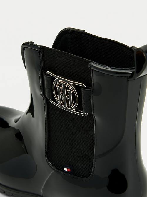 Black Tommy Hilfiger Monogram Rain Women's Boots | TH806DIK