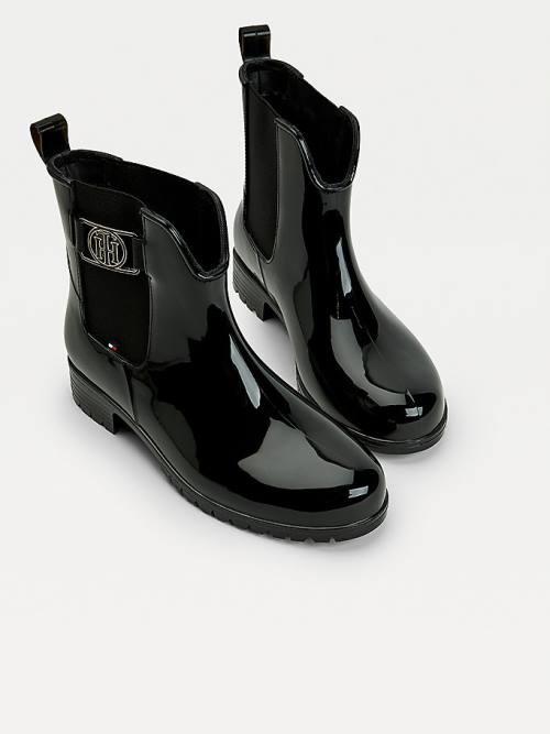 Black Tommy Hilfiger Monogram Rain Women's Boots | TH806DIK