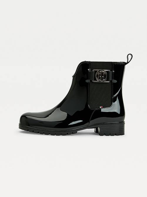 Black Tommy Hilfiger Monogram Rain Women's Boots | TH806DIK