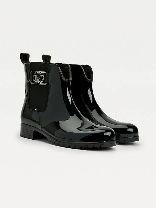 Black Tommy Hilfiger Monogram Rain Women\'s Boots | TH806DIK