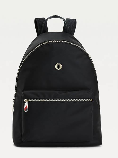 Black Tommy Hilfiger Monogram Recycled Backpack Women\'s Bags | TH439UJE