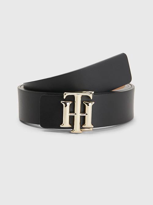 Black Tommy Hilfiger Monogram Reversible Leather Women\'s Belts | TH604JQO