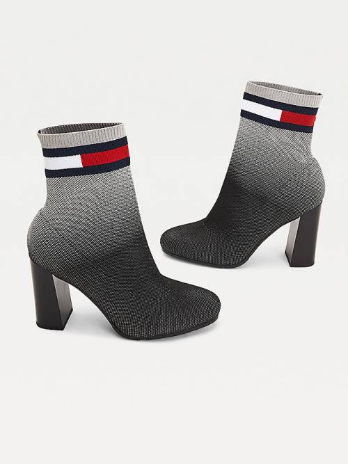 Black Tommy Hilfiger Ombre Knit High Heel Women's Boots | TH431ABZ