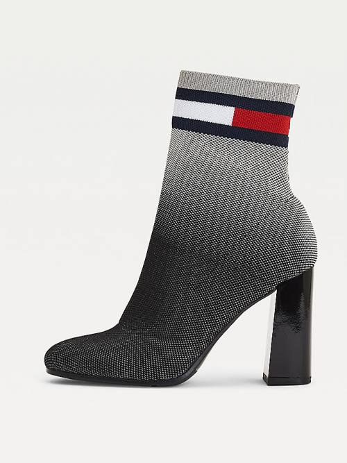 Black Tommy Hilfiger Ombre Knit High Heel Women's Boots | TH431ABZ