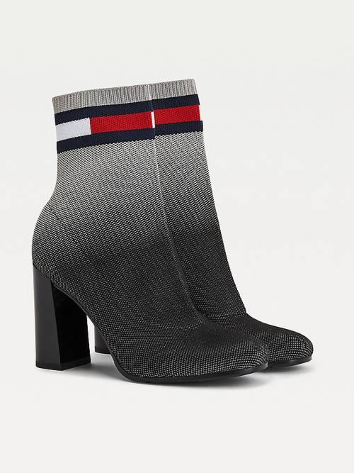 Black Tommy Hilfiger Ombre Knit High Heel Women\'s Boots | TH431ABZ