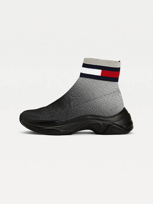 Black Tommy Hilfiger Ombre Knit Hybrid Women's Boots | TH359IET