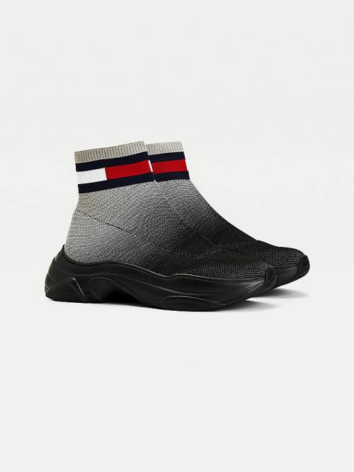 Black Tommy Hilfiger Ombre Knit Hybrid Women\'s Boots | TH359IET