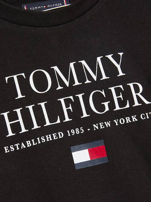 Black Tommy Hilfiger Organic Cotton Logo Boys' T Shirts | TH018EAN