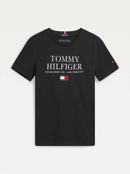 Black Tommy Hilfiger Organic Cotton Logo Boys\' T Shirts | TH018EAN