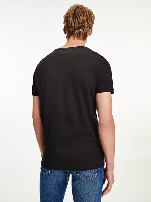 Black Tommy Hilfiger Organic Cotton Peached Jersey Men's T Shirts | TH382IEP