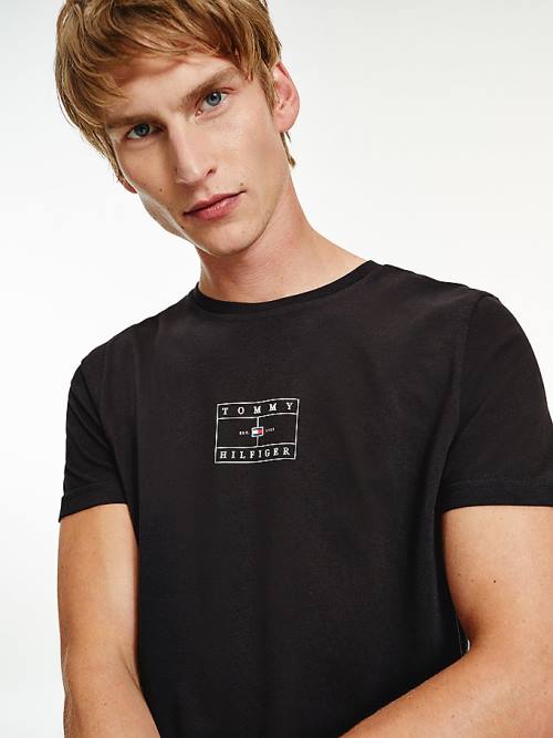 Black Tommy Hilfiger Organic Cotton Peached Jersey Men's T Shirts | TH382IEP