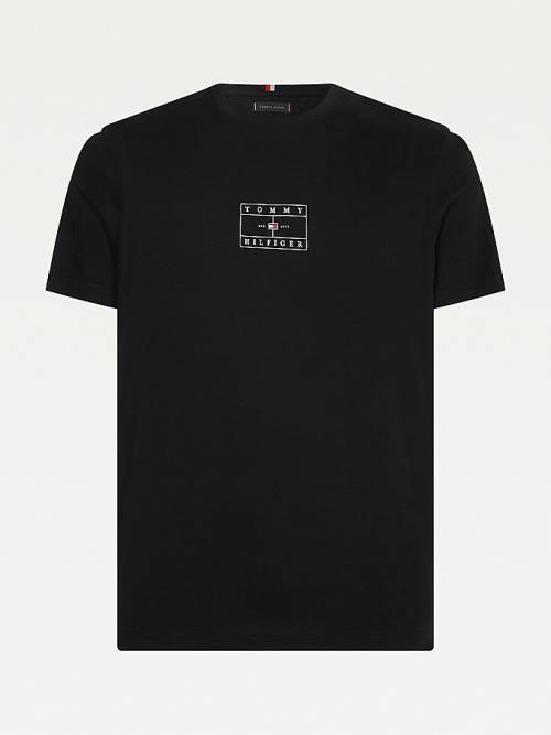 Black Tommy Hilfiger Organic Cotton Peached Jersey Men's T Shirts | TH382IEP