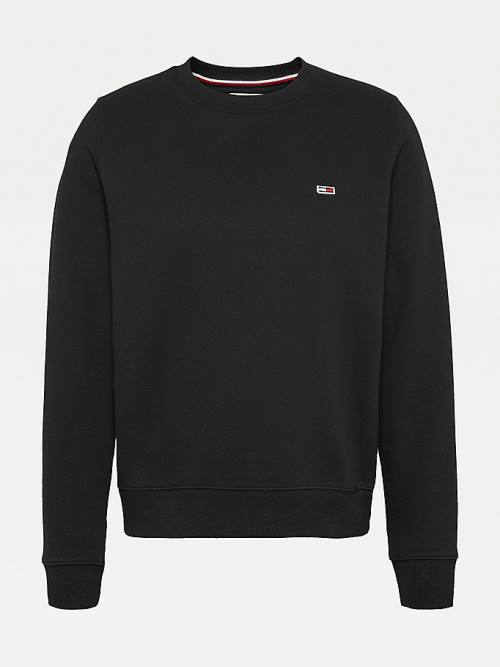 Black Tommy Hilfiger Organic Cotton Regular Fit Fleece Women's Sweatshirts | TH376ZJH