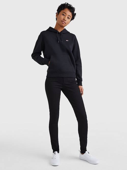 Black Tommy Hilfiger Organic Cotton Regular Fit Women's Hoodie | TH578YLI