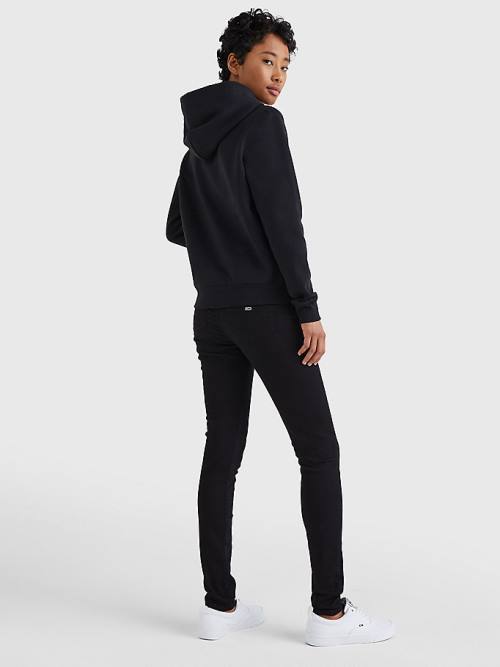 Black Tommy Hilfiger Organic Cotton Regular Fit Women's Hoodie | TH578YLI