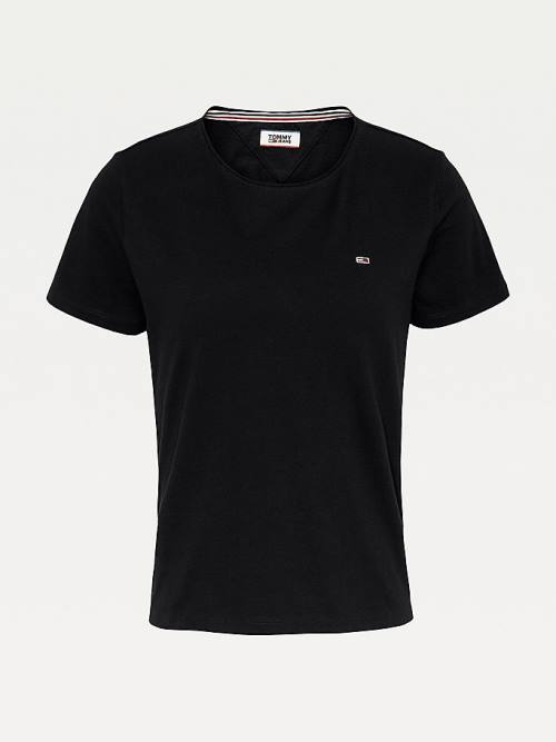 Black Tommy Hilfiger Organic Cotton Slim Fit Women's T Shirts | TH140YCT