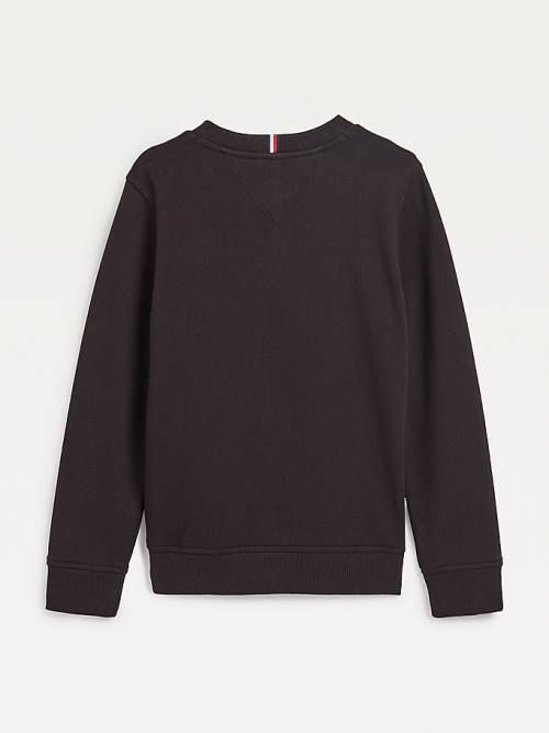 Black Tommy Hilfiger Organic Cotton Tonal Logo Embroidery Boys' Sweatshirts | TH902TED