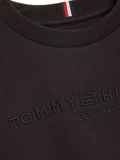 Black Tommy Hilfiger Organic Cotton Tonal Logo Embroidery Boys' Sweatshirts | TH902TED