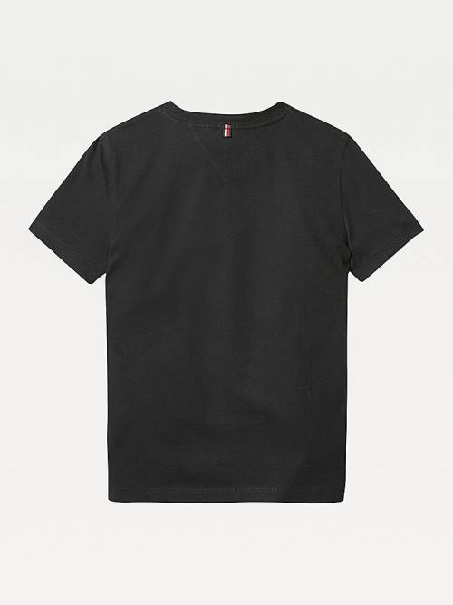 Black Tommy Hilfiger Organic Cotton V-Neck Girls' T Shirts | TH137LIA