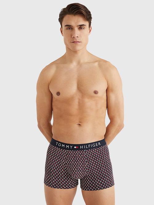 Black Tommy Hilfiger Original All-Over Print Trunks Men's Underwear | TH852VWI