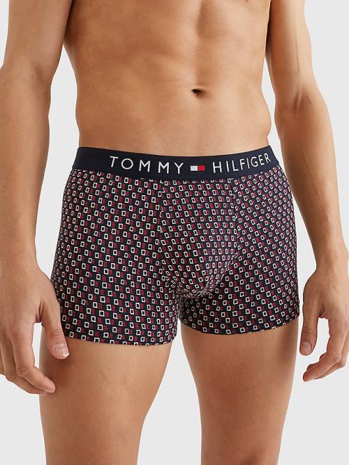 Black Tommy Hilfiger Original All-Over Print Trunks Men\'s Underwear | TH852VWI