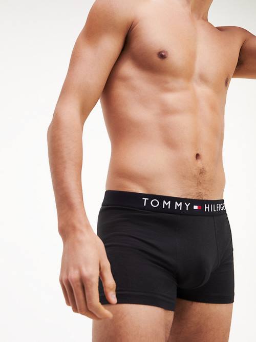 Black Tommy Hilfiger Original Stretch Logo Waistband Trunks Men's Underwear | TH167DHL