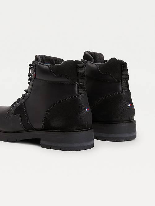 Black Tommy Hilfiger Outdoor Mixed Panel Ankle Men's Boots | TH350RLT