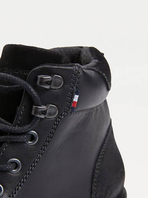 Black Tommy Hilfiger Outdoor Mixed Panel Ankle Men's Boots | TH350RLT