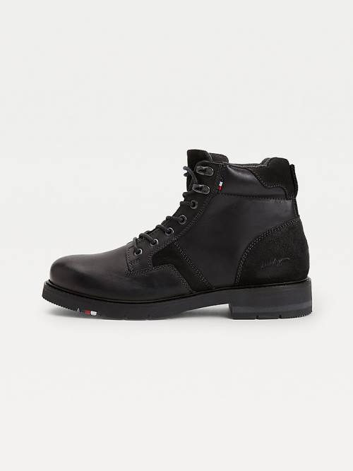 Black Tommy Hilfiger Outdoor Mixed Panel Ankle Men's Boots | TH350RLT