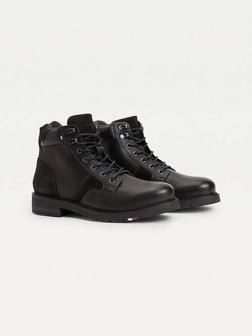 Black Tommy Hilfiger Outdoor Mixed Panel Ankle Men\'s Boots | TH350RLT