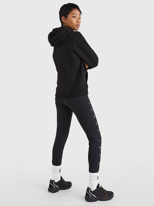 Black Tommy Hilfiger Outline Flag Women's Hoodie | TH630WLZ