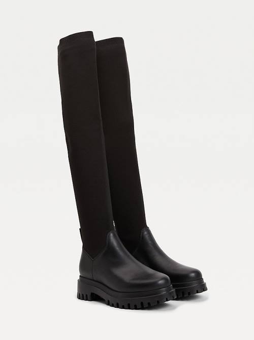 Black Tommy Hilfiger Over-Knee Cleat Pull-On Women\'s Boots | TH527AJM