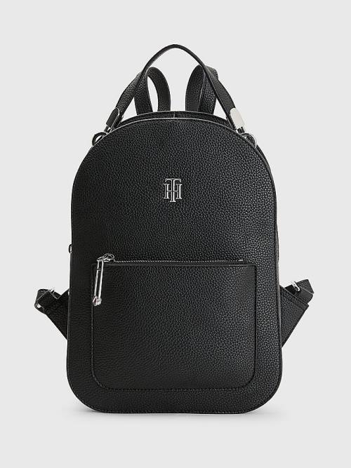 Black Tommy Hilfiger Pebble Grain Backpack Women\'s Bags | TH586FBS