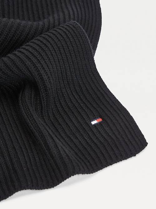 Black Tommy Hilfiger Pima Cotton Cashmere Men's Scarves | TH451YNQ