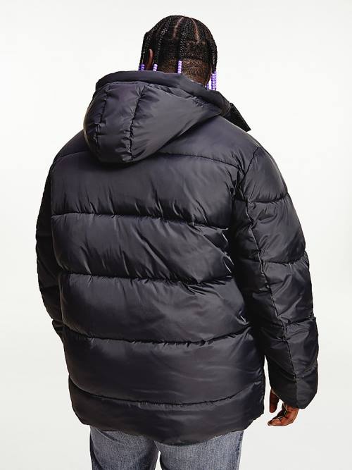 Black Tommy Hilfiger Plus Asymmetrical Zip Puffer Men's Jackets | TH210WDN