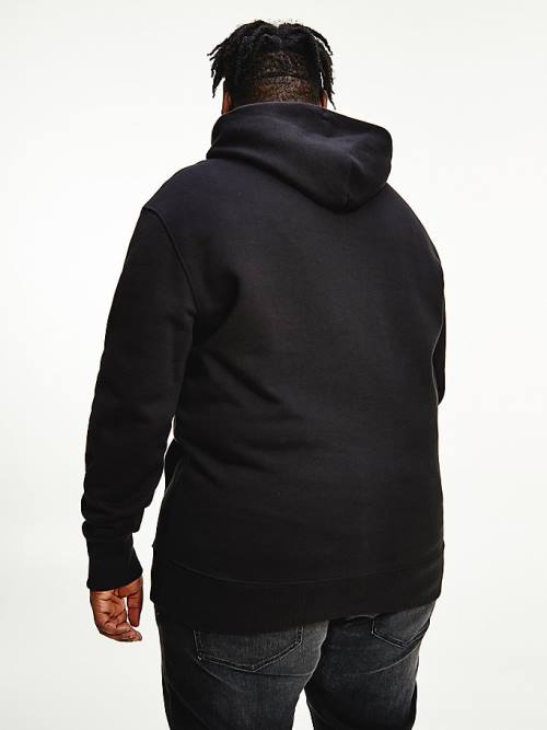 Black Tommy Hilfiger Plus Badge Organic Cotton Men's Hoodie | TH410YOH