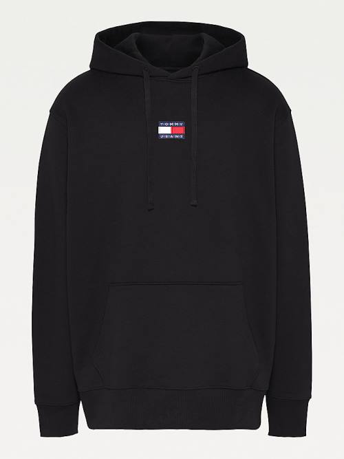 Black Tommy Hilfiger Plus Badge Organic Cotton Men's Hoodie | TH410YOH