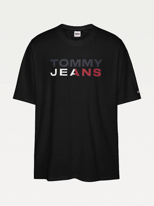 Black Tommy Hilfiger Plus Essential Graphic Men's T Shirts | TH935XWE