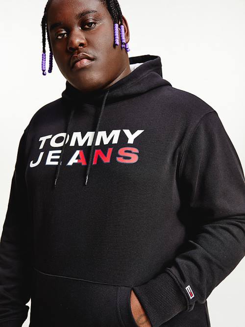 Black Tommy Hilfiger Plus Essential Logo Men's Hoodie | TH630EPZ