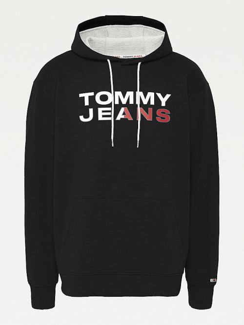 Black Tommy Hilfiger Plus Essential Logo Men's Hoodie | TH630EPZ