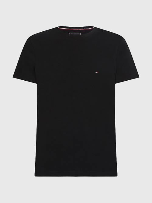 Black Tommy Hilfiger Plus Stretch Organic Cotton Slim Fit Men\'s T Shirts | TH179TWD